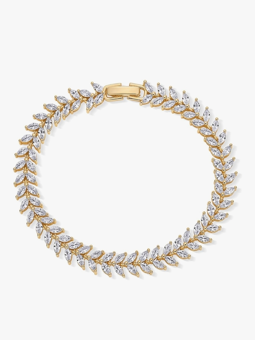 14k Gold Plated Marquise Cut Tennis Bracelet Lab Created Cubic Zirconia